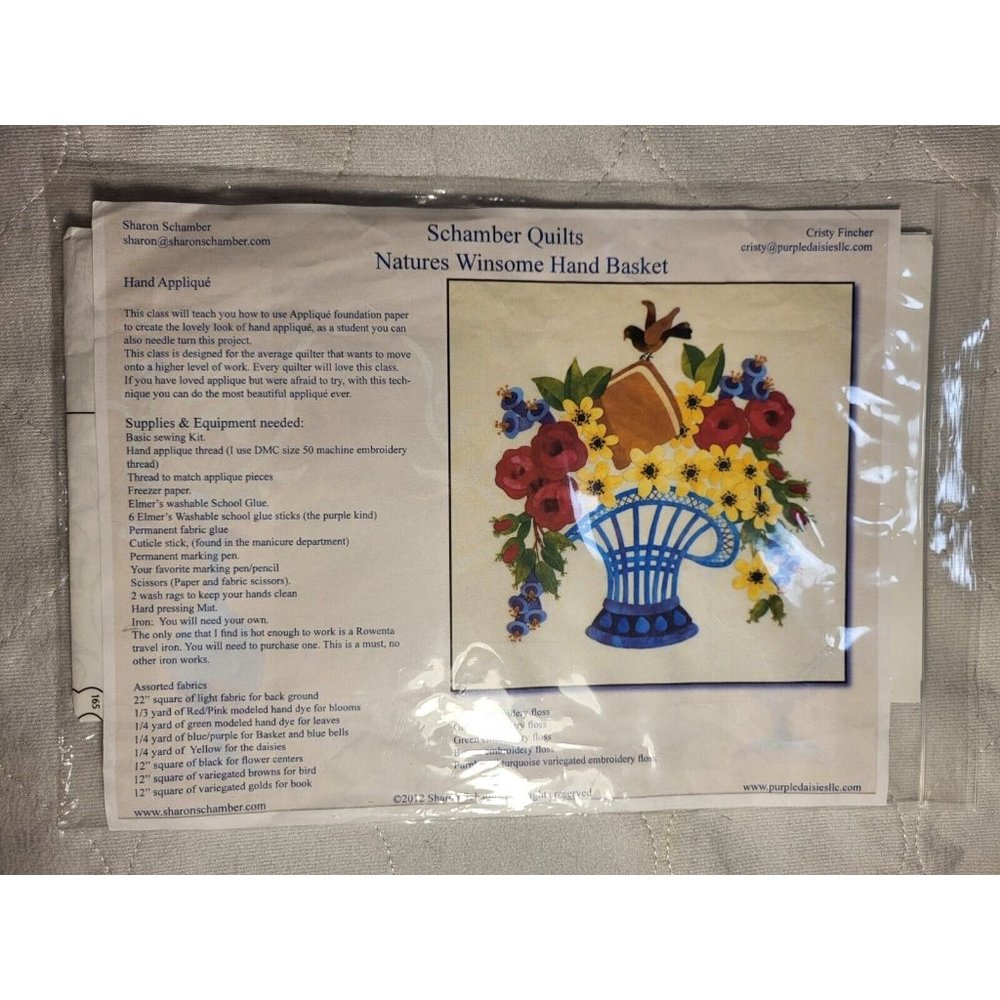 Schambers Quilts – Applique Pattern – Natures Winsome Hand BasketNew, Never Used